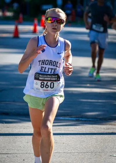 Bronte Harbour Classic 5K 2026 official race photo: Course, Elena V., Mercedes-Benz Oakville, Oakvest Group.