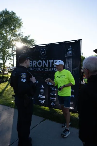 Bronte Harbour Classic 5K 2026 official race photo: Kids 1K, Bib 1, Mercedes-Benz Oakville, Speak Squad, TapeGeeks, GearTOP Design, SunUp.